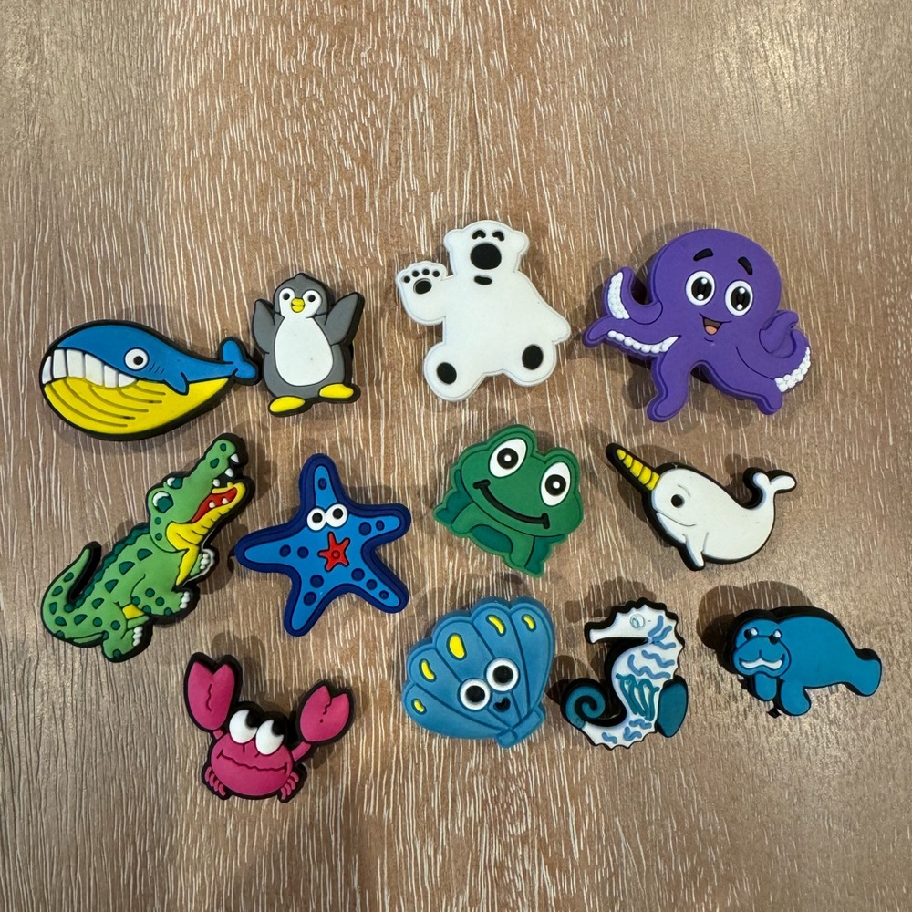 Sea creatures Crocs charms, set of 12, new